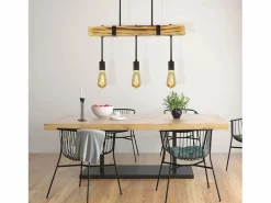 NETTLIFE Lámpara Suspendida|Lámpara colgante Comedor Mesa de comedor Madera vintage E27 Lámpara colgante 61 CM Industrial
