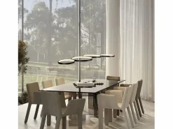 Lámpara colgante LED en aluminio Diam.150 cm 54W Lámpara moderna Diseño 4 anillos Lámpara de mesa de regulable con suspensión^NETTLIFE