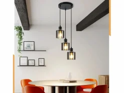 NETTLIFE Lámpara Suspendida|Lámpara Colgante Vidrio Diam.26cm E27 Sala de Estar 3 Bombillas Lámpara de Vintage Lámpara Industrial Regulable en Altura