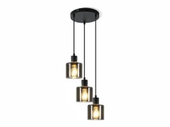 NETTLIFE Lámpara Suspendida|Lámpara Colgante Vidrio Diam.26cm E27 Sala de Estar 3 Bombillas Lámpara de Vintage Lámpara Industrial Regulable en Altura