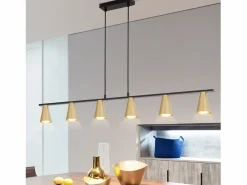 NETTLIFE Lámpara colgante para mesa de comedor, con conexión GU10: lámpara de comedor de 6 bombillas, de metal negro , moderno y industrial. Dorado Clearance