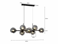 Lámpara Colgante de Vidrio Diam.105cm E27 8 Llamas Lámpara Colgante Sala de Estar Dormitorio Bola de Vidrio Ámbar Moderna para Hotel^NETTLIFE Outlet