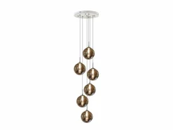 NETTLIFE Lámpara Suspendida|Lámpara colgante G9 vidrio gris Diam.31cm 6 bombillas color cocina salón lámpara dormitorio lámpara pasillo