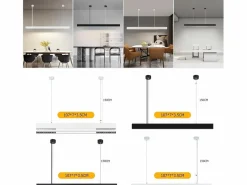 Lámpara Colgante LED Diam.107CM 32W 3000K-6500K Mesa Regulable Negra con Lámpara de Diseño Lineal Moderno para Oficina^NETTLIFE Outlet