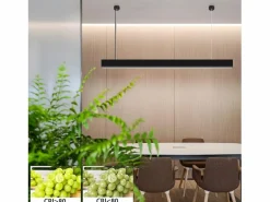 Lámpara Colgante LED Diam.107CM 32W 3000K-6500K Mesa Regulable Negra con Lámpara de Diseño Lineal Moderno para Oficina^NETTLIFE Outlet