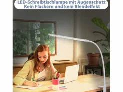 NETTLIFE Lámpara de escritorio con abrazadera LED blanca diurna, 3 temperaturas de color, 5 niveles de brillo, USB flexible, 5 W Blanco Sale