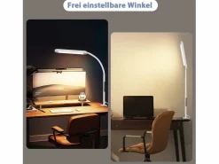 NETTLIFE Lámpara de escritorio LED regulable con enchufe , 5 niveles de brillo, 11 W, flexible, con función de temporizador de luz nocturna. Blanco Discount
