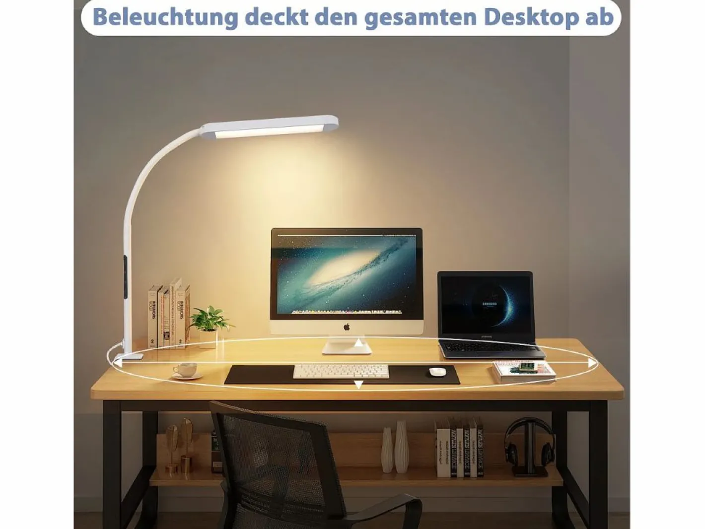 NETTLIFE Lámpara de escritorio LED regulable con enchufe , 5 niveles de brillo, 11 W, flexible, con función de temporizador de luz nocturna. Blanco Discount