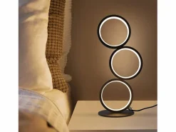 NETTLIFE Lámpara de mesa LED - Lámpara de mesita negra regulable por toque - Lámpara de escritorio en forma de anillo metálico con diseño moderno Negro Best