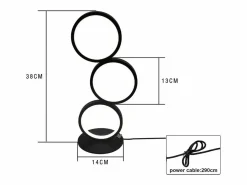 NETTLIFE Lámpara de mesa LED - Lámpara de mesita negra regulable por toque - Lámpara de escritorio en forma de anillo metálico con diseño moderno Negro Best