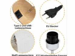 Lámpara de mesa táctil regulable E27, lámpara de noche sala, pantalla en tela moderna.^NETTLIFE Discount