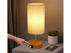 Lámpara de mesa táctil regulable E27, lámpara de noche sala, pantalla en tela moderna.^NETTLIFE Discount