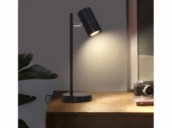 lámpara de mesilla, lámpara de mesa negra, salón giratoria 350° GU10, metal, oficina.^NETTLIFE New