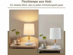 Lámpara de Noche Juego de 2 Lámparas de Mesa Sala de Estar - Lámpara de Noche con Casquillo E27 de Madera Dormitorio^NETTLIFE Online