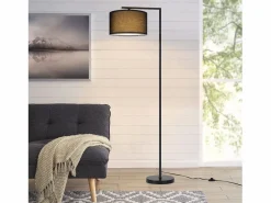 Lámpara de pie de salón negra: tela de diseño moderno Casquillo E27 máx. 40W con interruptor de pie Lámpara de cama de 166 cm sin bombilla.^NETTLIFE Best