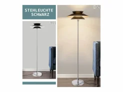 NETTLIFE Lámpara De Pie|Lámpara de pie de salón negra moderna E27 1 llama con interruptor de pie Diseño industrial de metal vintage Altura 145 CM