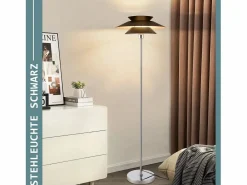 NETTLIFE Lámpara De Pie|Lámpara de pie de salón negra moderna E27 1 llama con interruptor de pie Diseño industrial de metal vintage Altura 145 CM