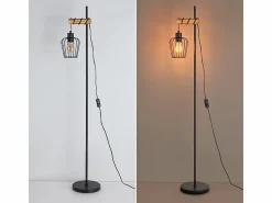 Lámpara de pie de madera Lámpara de pie vintage: Lámpara de salón negra Lámpara de pie con casquillo E27 146 cm (sin bombilla)^NETTLIFE Best