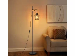 Lámpara de pie de madera Lámpara de pie vintage: Lámpara de salón negra Lámpara de pie con casquillo E27 146 cm (sin bombilla)^NETTLIFE Best