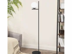 NETTLIFE Lámpara De Pie|Lámpara de Pie Industrial - Moderna Negra con Interruptor de Pie Diseño de Metal Lámpara de Pie de Vidrio E27 Vintage Cable de 2M