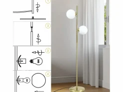 Lámpara de pie moderna para sala de estar - Lámpara de pie de diseño Lámpara de pie con casquillo E27 con interruptor de pie -166 cm^NETTLIFE Online