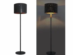 NETTLIFE Lámpara De Pie|Lámpara de pie moderna para sala de estar - de tela con casquillo E27 Máx. Diseño Estrella Dorada Negra 40W Pantalla 144cm