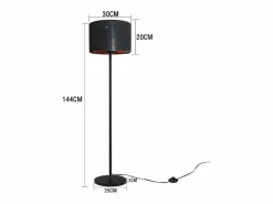 NETTLIFE Lámpara De Pie|Lámpara de pie moderna para sala de estar - de tela con casquillo E27 Máx. Diseño Estrella Dorada Negra 40W Pantalla 144cm