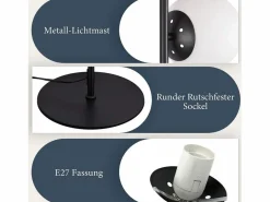 Lámpara de pie negra -moderna para sala de estar de 3 luces con interruptor de pie industrial vintage de vidrio con diseño de metal E27^NETTLIFE New