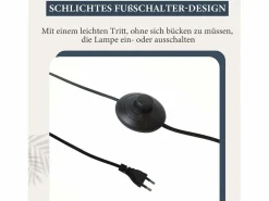 Lámpara de pie negra -moderna para sala de estar de 3 luces con interruptor de pie industrial vintage de vidrio con diseño de metal E27^NETTLIFE New
