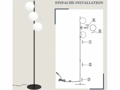Lámpara de pie negra -moderna para sala de estar de 3 luces con interruptor de pie industrial vintage de vidrio con diseño de metal E27^NETTLIFE New