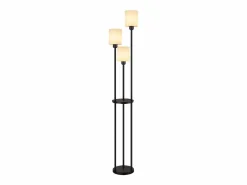 Lámpara de pie salón E27 vintage blanca 3 lámparas pantalla de tela interruptor de pie^NETTLIFE Outlet