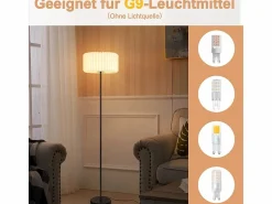 NETTLIFE Lámpara de pie vintage, lámpara de pie para salón, lámpara de pie, lámpara de pie con pantalla de papel , lámpara de pie para salón, lámpara G9 Blanco New