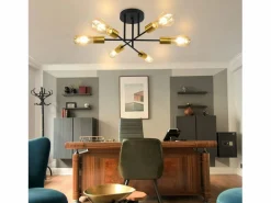 NETTLIFE Plafón|Lámpara de Techo Lámpara Vintage 6 Bombillas E27 Lámpara Industrial Dormitorio Lámpara Retro para Sala de Estar Hotel Cafetería
