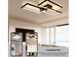 NETTLIFE Plafón|Lámpara de Techo LED Metal 72W 80CM Lámpara de Salón Moderna Regulable con Control Remoto Diseño Rectangular para Cocinas