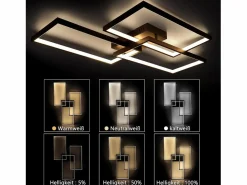 NETTLIFE Plafón|Lámpara de Techo LED Metal 72W 80CM Lámpara de Salón Moderna Regulable con Control Remoto Diseño Rectangular para Cocinas