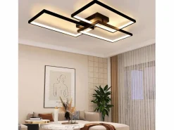 NETTLIFE Plafón|Lámpara de Techo LED Metal 72W 80CM Lámpara de Salón Moderna Regulable con Control Remoto Diseño Rectangular para Cocinas