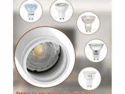 NETTLIFE Plafón|Lámpara de techo moderna con 5 focos: focos s GU10 orientables 355°, interior de metal para cocina, salón, dormitorio, sin bombilla