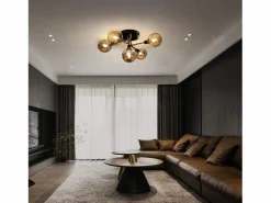 NETTLIFE Plafón|Lámpara de Techo LED Sala de Estar Dormitorio con 5 Bombillas G9 Bolas de Vidrio Luz de Sala de Estar Dormitorio Lámpara de araña Interior