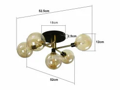 NETTLIFE Plafón|Lámpara de Techo LED Sala de Estar Dormitorio con 5 Bombillas G9 Bolas de Vidrio Luz de Sala de Estar Dormitorio Lámpara de araña Interior