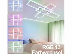 NETTLIFE Plafón|, Lámpara de techo LED para salón, RGB, cambio de color, regulable en intensidad con control remoto, para habitación, lámpara moderna de 50W.