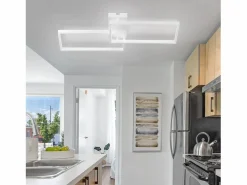 NETTLIFE Lámpara de Techo LED Metal 48W 80CM Lámpara de Salón Moderna Regulable con Diseño Rectangular para Dormitorio Infantil Blanco Clearance
