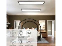 NETTLIFE Plafón|Lámpara de Techo LED 120x30CM 48W Panel Regulable con Control Remoto para Sala de Estar Moderna Oficina Cocina Pasillo