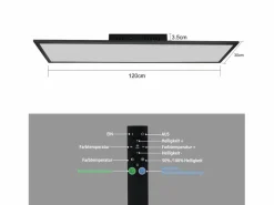 NETTLIFE Plafón|Lámpara de Techo LED 120x30CM 48W Panel Regulable con Control Remoto para Sala de Estar Moderna Oficina Cocina Pasillo
