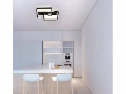 NETTLIFE Plafón|Lámpara de techo LED 35W lámpara de salón negra regulable con mando a distancia lámpara de mesa de comedor de diseño moderno lámpara