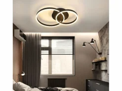 NETTLIFE Plafón|, lámpara de techo LED regulable, iluminación de techo para el salón, lámpara para el dormitorio 46W, 2 anillos