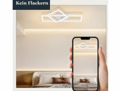 NETTLIFE Plafón|Lámpara de techo LED para salón, 20 W, diseño moderno, lámpara de cocina, cálido, cuadrada, blanca