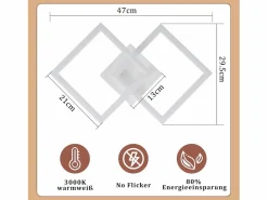 Lámpara de Techo LED Geométrica de 24W, Iluminación de Techo para Salón y Dormitorio^NETTLIFE Outlet
