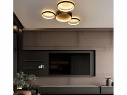 Lámpara de Techo LED Cálido 29W Moderna con 4 Anillos Lámpara de Diseño Lámpara Decorativa para Dormitorio para Habitación Infantil^NETTLIFE Sale