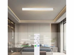 NETTLIFE Luz de Techo LED Negra Moderna 107 CM de Largo Regulable con Control Remoto Lámpara de Escritorio Panel de 32 W para Dormitorio Negro Clearance