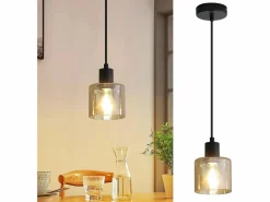 Mesa de comedor suspendida, lámpara colgante vintage, colgante E27, colgante negro, 1 bombilla retro industrial.^NETTLIFE